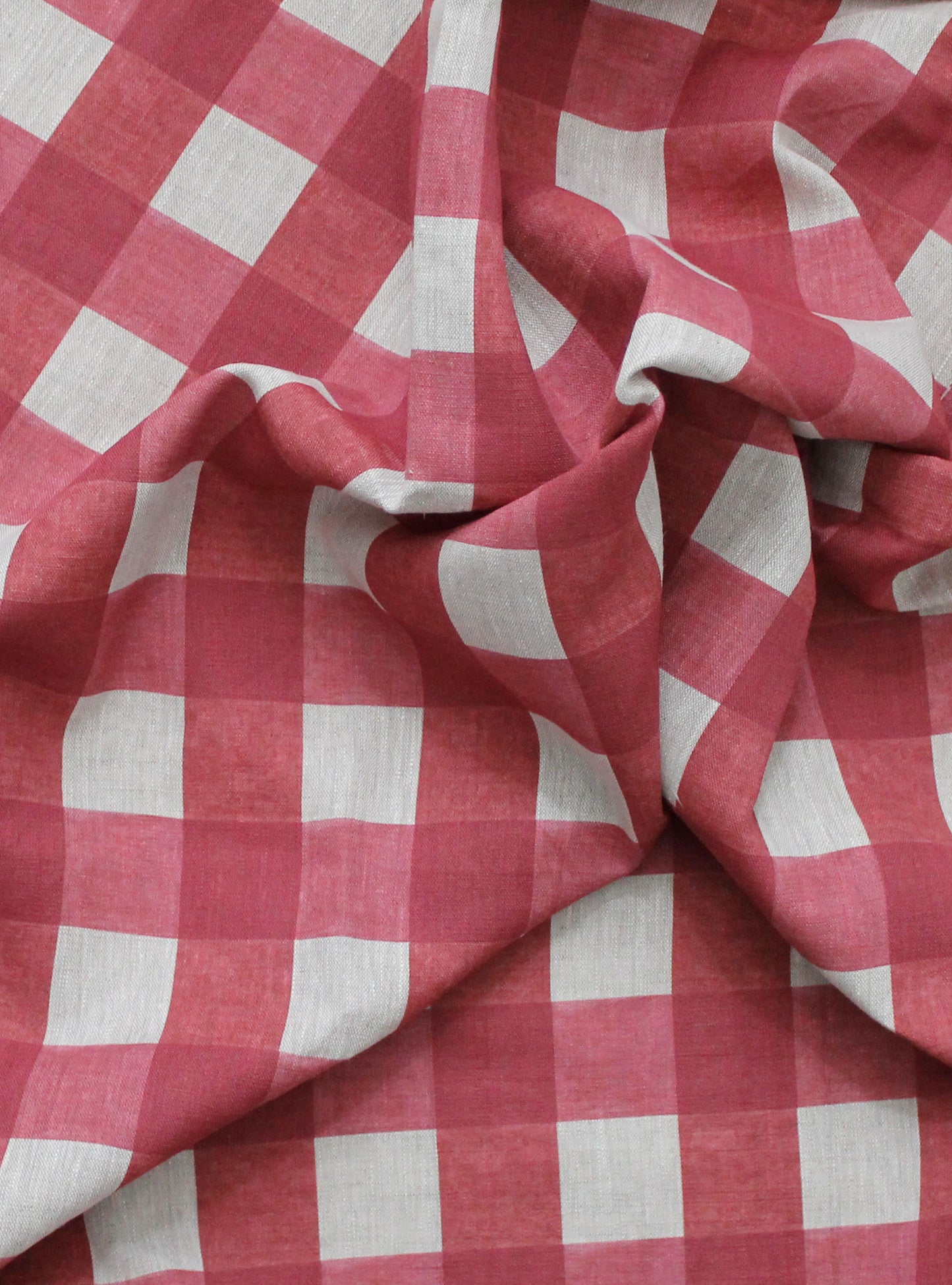 Breton Check Raspberry - Natural Linen